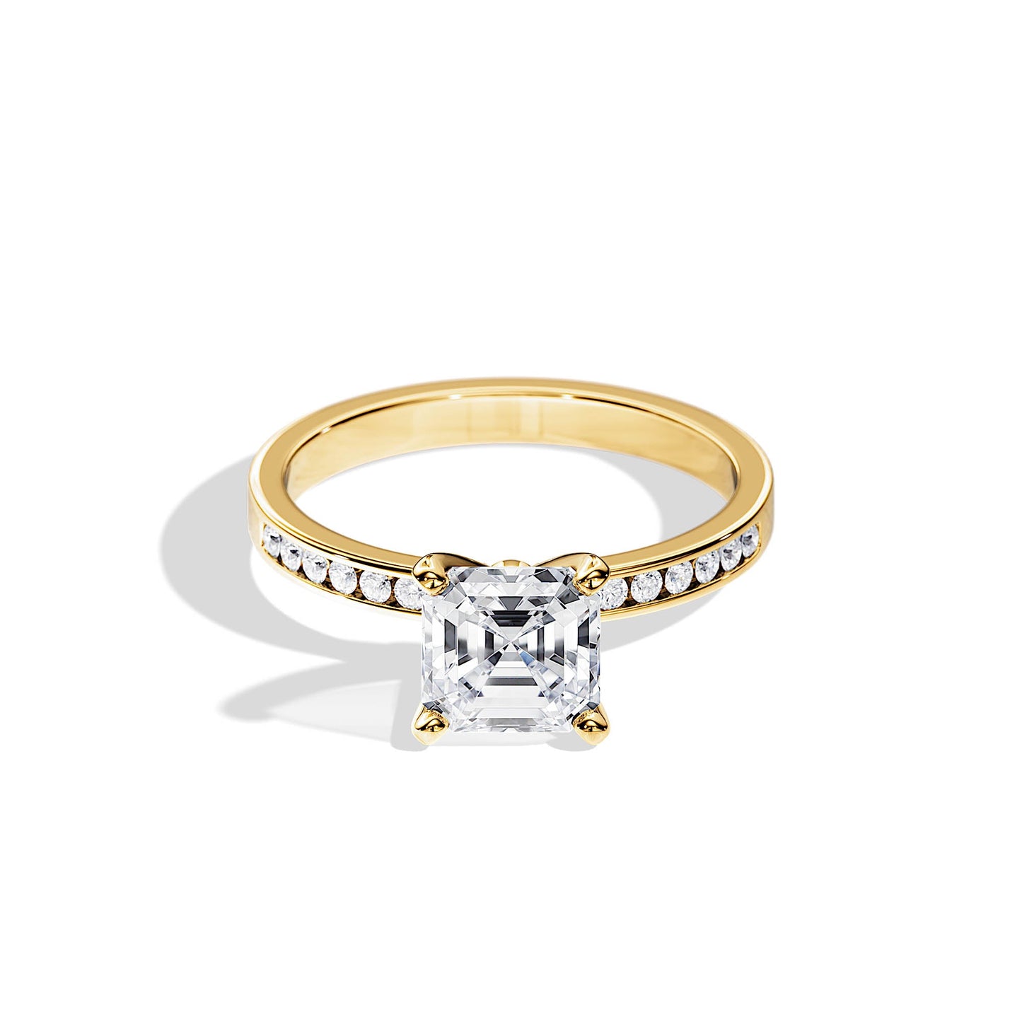 1.30 CT Asscher Cut Moissanite pave setting Engagement Ring