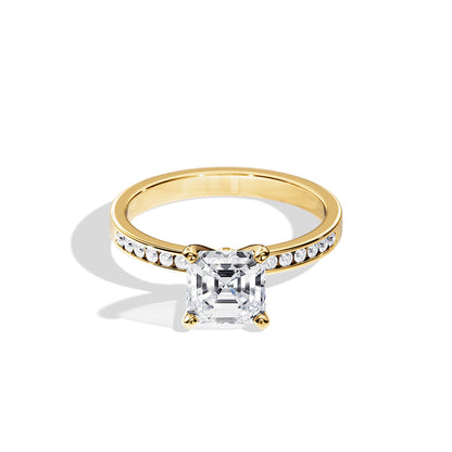 1.30 CT Asscher Cut Moissanite pave setting Engagement Ring