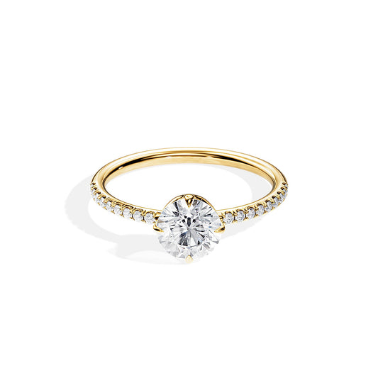 1.0 CT Round Cut Pave Setting Moissanite Engagement Ring