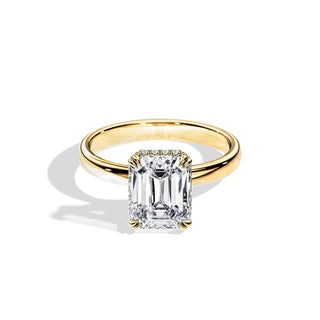 2.50 CT Emerald Cut Moissanite Hidden Halo Engagement Ring