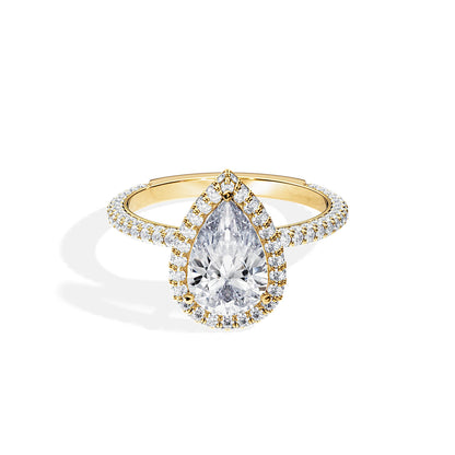 1.50 CT Pear Cut Moissanite Halo & Double Pave Engagement Ring