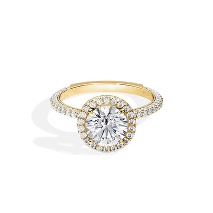 1.50 CT Round Cut Halo & Pave Moissanite Engagement Ring