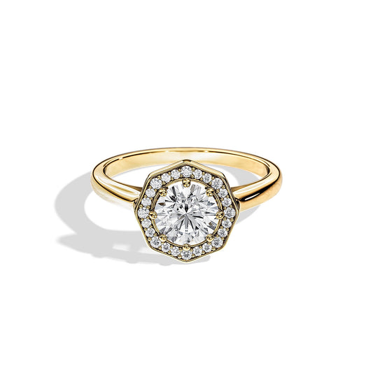 1.0 CT Round Cut Moissanite Halo Setting Engagement Ring