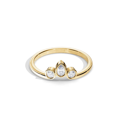 0.40 TCW  Round & Pear  Three Stone Moissanite Wedding Band