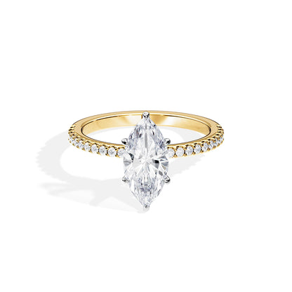 1.50 CT Marquise Moissanite Hidden Halo & Pave Engagement Ring