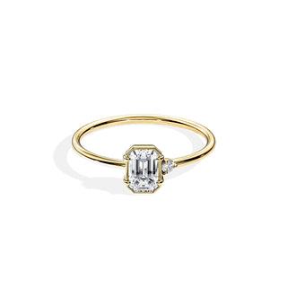 0.50 CT Emerald Cut Moissanite Bezel setting Engagement Ring