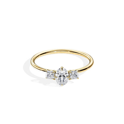 0.50 CT Oval Cut Moissanite Three Stone Engagement Ring
