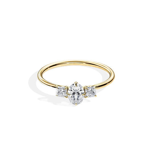 0.50 CT Oval Cut Moissanite Three Stone Engagement Ring