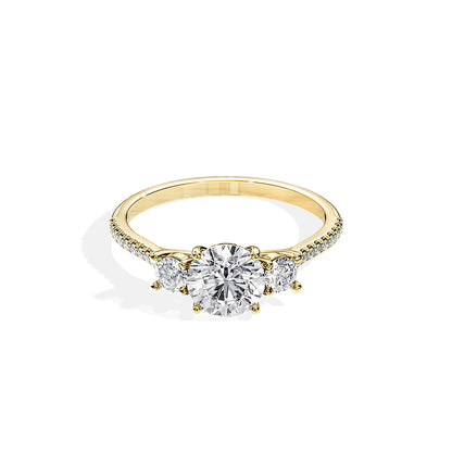 1.0 CT Round Cut Moissanite Three Stone Setting Engagement Ring