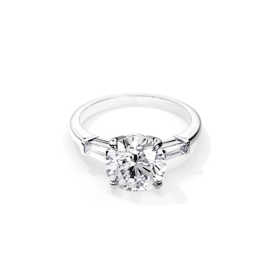 4.0 CT Three Stone Round Cut Moissanite Engagement Ring