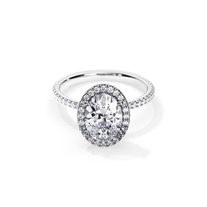 3.0 CT Oval Moissanite Halo & Pave Setting Engagement Ring
