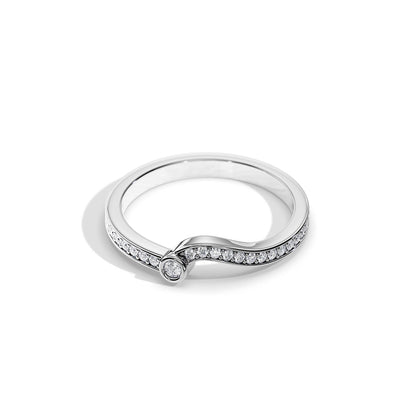0.20 TCW Round Wave Pave Moissanite Wedding Band