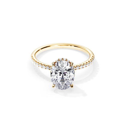 3.0 CT Oval Cut Moissanite Hidden Halo & Pave Engagement Ring
