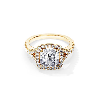3.0 CT Cushion Moissanite Halo & Pave Engagement Ring