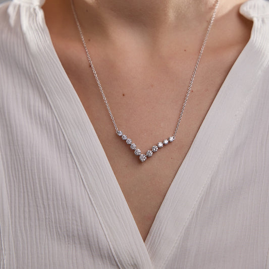 2.15 TCW Round Moissanite Diamond Chevron Style Necklace - farrellouise