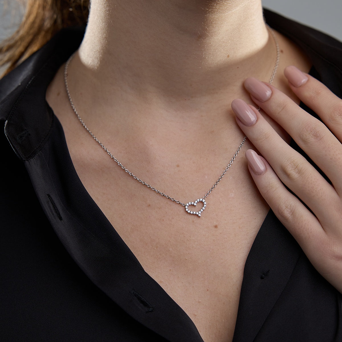 0.24 TCW Round Moissanite Diamond Heart Pendant Necklace - farrellouise