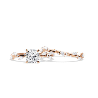 1.30 CT Cushion Moissanite twig Bridal Ring Set