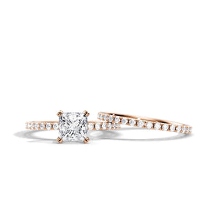 1.20 CT Princess Moissanite Pave Style Bridal Ring Set