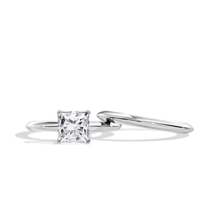 1.0 CT Princess Moissanite Solitaire Style Bridal Setting Ring Set