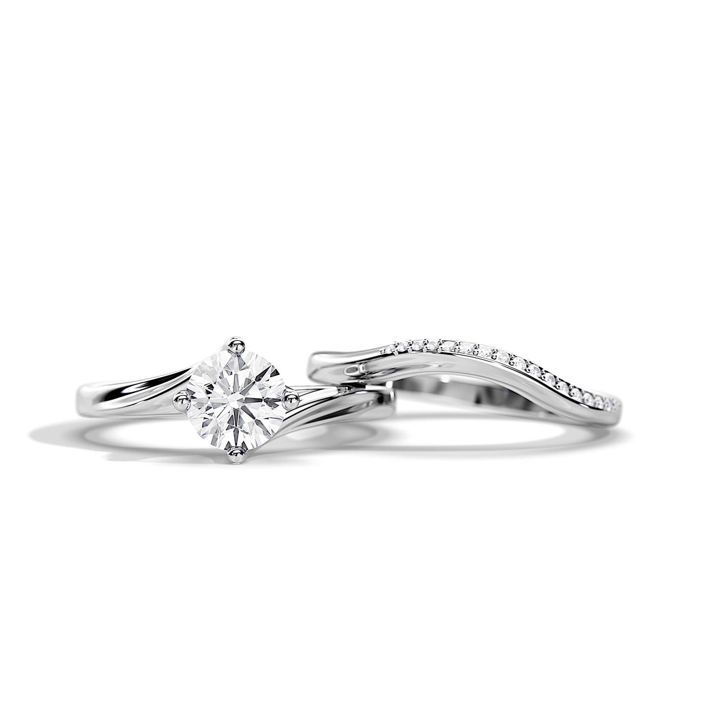 1.0 CT Round Moissanite Swirl Bridal Setting Ring Set