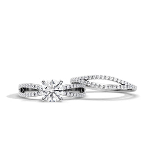 1.0 CT Round Moissanite Split Shank Setting Bridal Ring Set