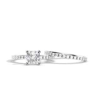 1.20 CT Princess Moissanite Pave Style Bridal Ring Set