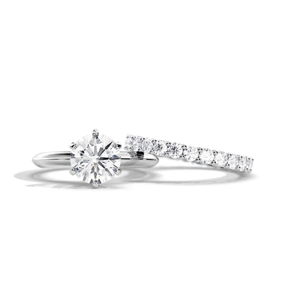 2.0 CT Round  Moissanite Solitaire Style Bridal Ring Set