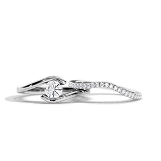 0.5 CT Round Moissanite tension Bridal Ring Set