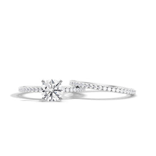 1.0 CT Round Moissanite Pave Style Bridal Ring Set