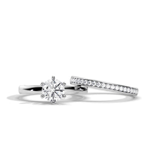 0.50 CT Round Moissanite Solitaire Bridal Ring Set