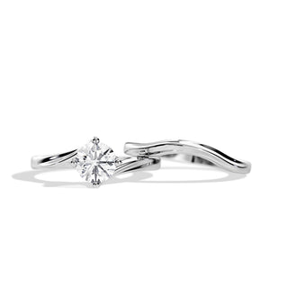 1.0 CT Round Moissanite Swirl Style Bridal Setting Ring Set