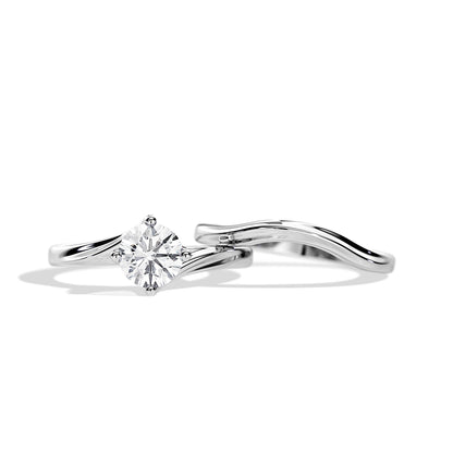 1.0 CT Round Moissanite Swirl Style Bridal Setting Ring Set