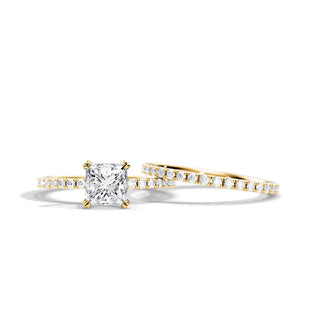 1.20 CT Princess Moissanite Pave Style Bridal Ring Set