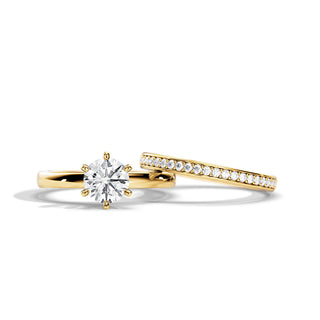 0.50 CT Round Moissanite Solitaire Bridal Ring Set