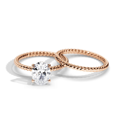 2.10 CT Oval Moissanite Hidden Halo Setting Bridal Ring Set