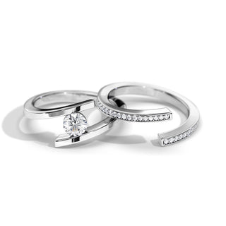 0.40 CT Round Moissanite Bypass Bridal Ring Set