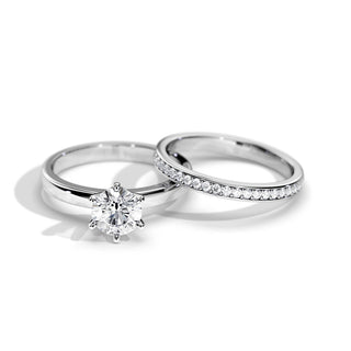 0.50 CT Round Moissanite Solitaire Bridal Ring Set