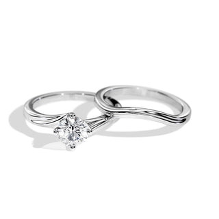 1.0 CT Round Moissanite Swirl Style Bridal Setting Ring Set