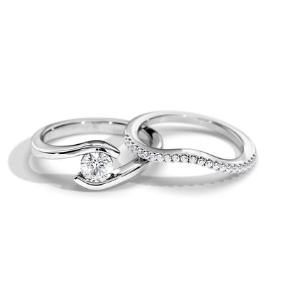 0.5 CT Round Moissanite tension Bridal Ring Set