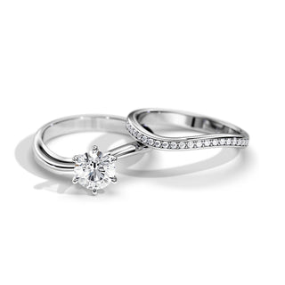 1.0 CT Round Moissanite Swirl Bridal Ring Set