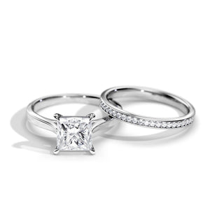 2.0 CT Princess Moissanite Solitaire Setting Bridal Ring Set