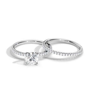 1.0 CT Round Moissanite Pave Style Bridal Ring Set