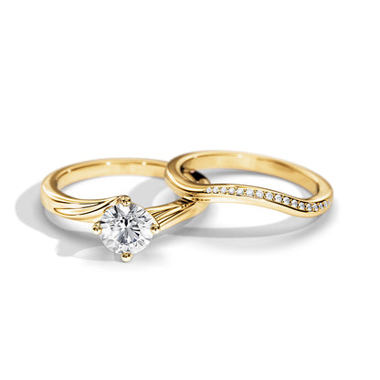 1.0 CT Round Moissanite Swirl Bridal Setting Ring Set