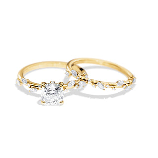 1.30 CT Cushion Moissanite twig Bridal Ring Set