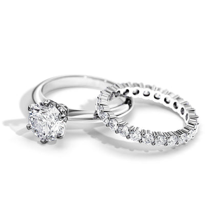 2.0 CT Round  Moissanite Solitaire Style Bridal Ring Set