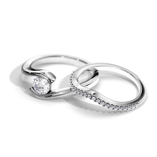 0.5 CT Round Moissanite tension Bridal Ring Set