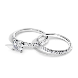 1.0 CT Round Moissanite Pave Style Bridal Ring Set