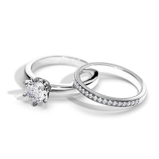 0.50 CT Round Moissanite Solitaire Bridal Ring Set