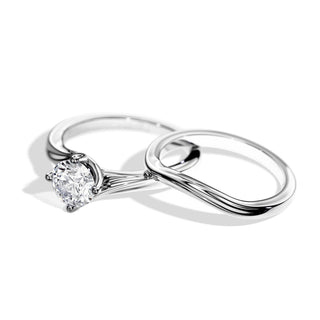 1.0 CT Round Moissanite Swirl Style Bridal Setting Ring Set