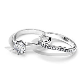 1.0 CT Round Moissanite Swirl Bridal Ring Set